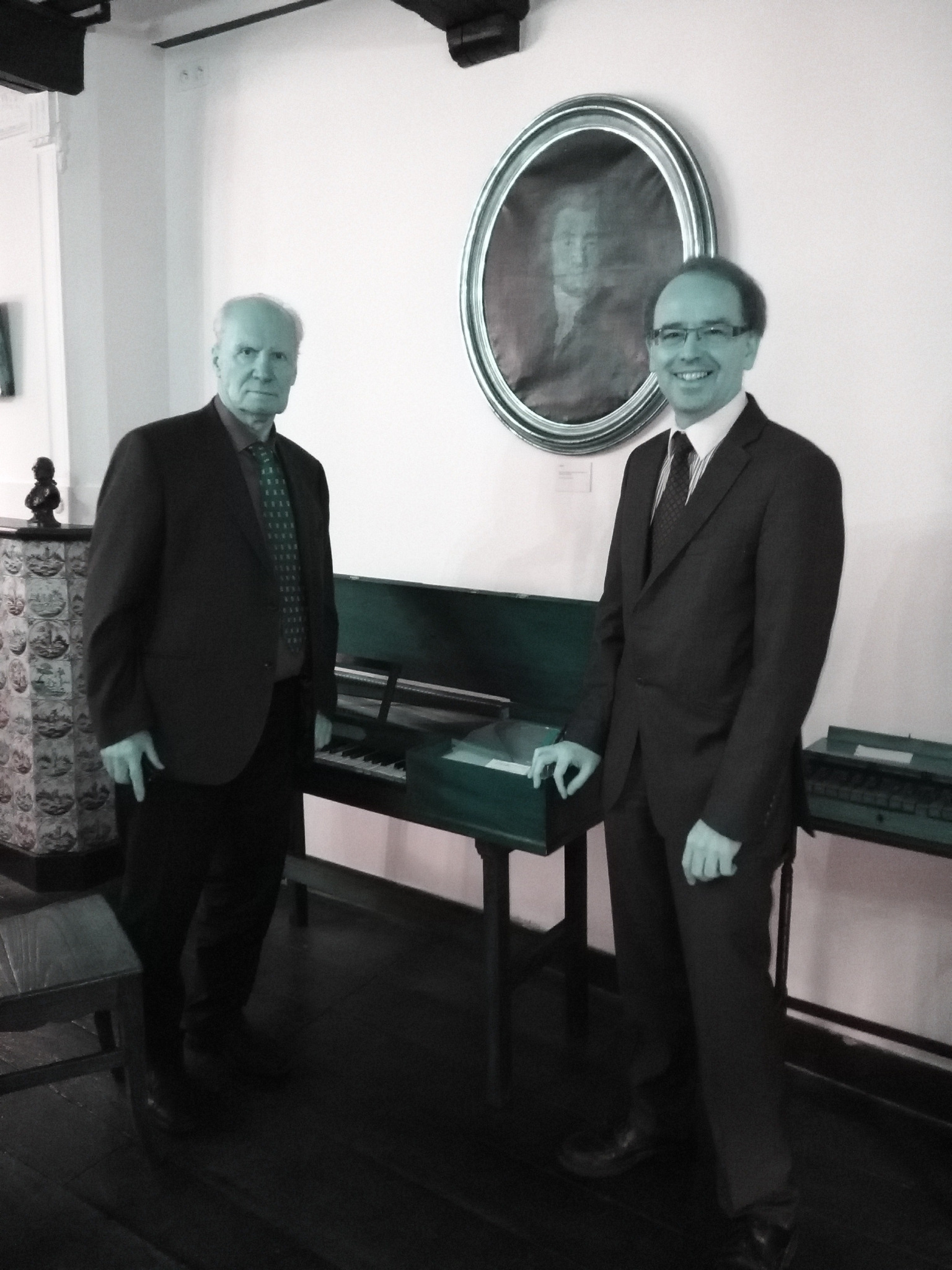 Alexandre Bourganov et Patrick Dheur dans une salle du Musée Grétry en 2016